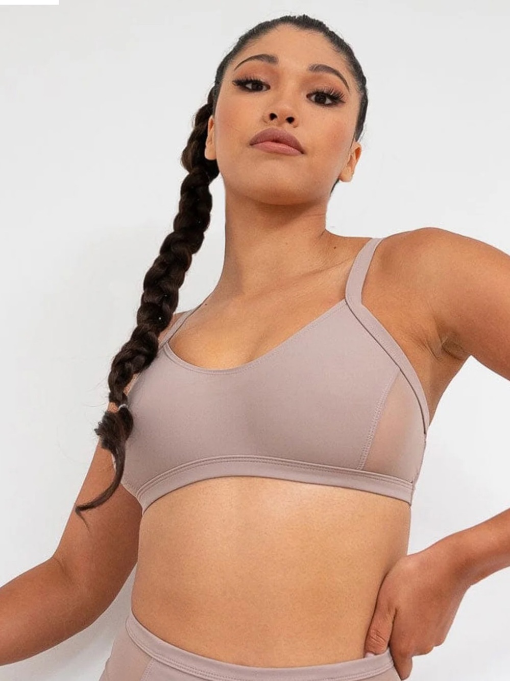 Lunalae Gigi Top - Mesh Pannelled Top Recycled Mocha